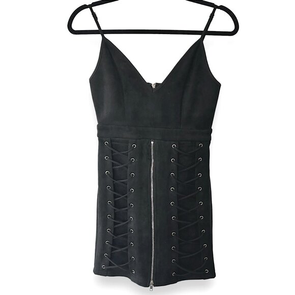 SEEK THE LABEL Dresses & Skirts - Seek The Label Faux Suede Lace-Up Bodycon Dress